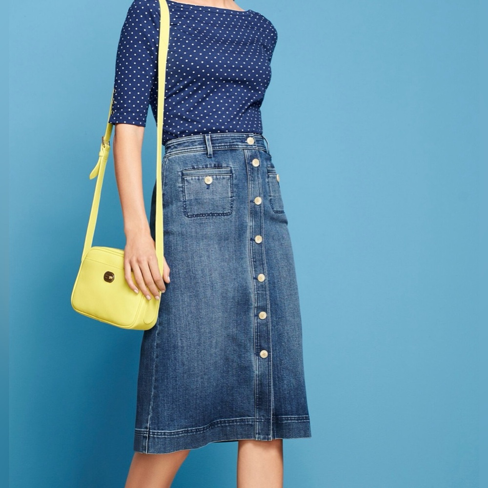 Talbots Button Down Denim Skirt
